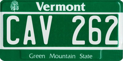 VT license plate CAV262