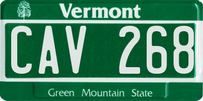 VT license plate CAV268