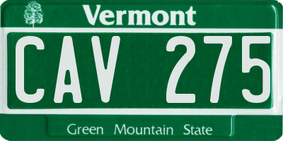 VT license plate CAV275