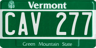 VT license plate CAV277