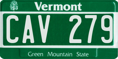 VT license plate CAV279