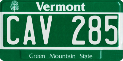 VT license plate CAV285