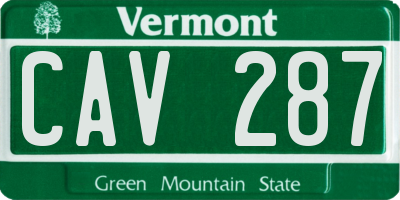 VT license plate CAV287