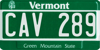 VT license plate CAV289