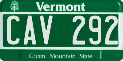 VT license plate CAV292