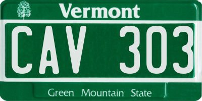 VT license plate CAV303