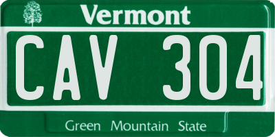 VT license plate CAV304