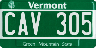 VT license plate CAV305