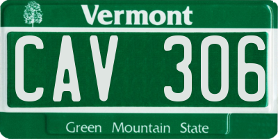 VT license plate CAV306