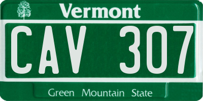 VT license plate CAV307