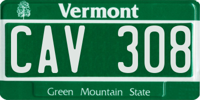 VT license plate CAV308