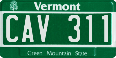 VT license plate CAV311