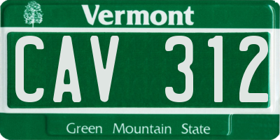 VT license plate CAV312