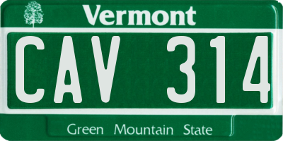 VT license plate CAV314