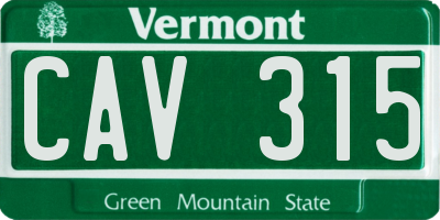 VT license plate CAV315