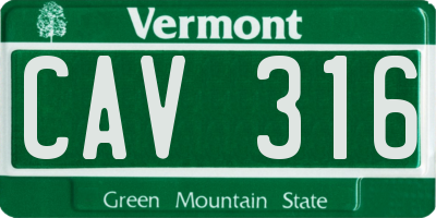 VT license plate CAV316
