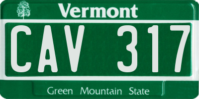 VT license plate CAV317