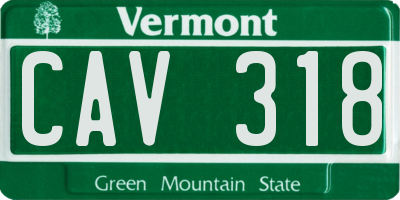 VT license plate CAV318