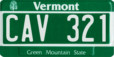 VT license plate CAV321