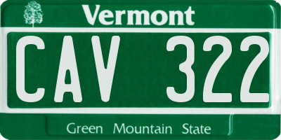 VT license plate CAV322