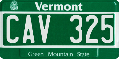 VT license plate CAV325