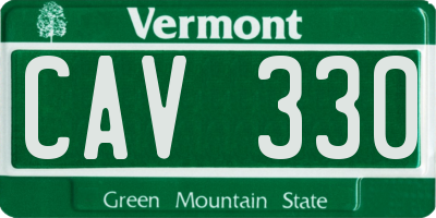 VT license plate CAV330