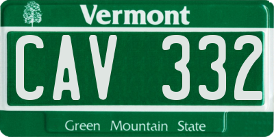 VT license plate CAV332