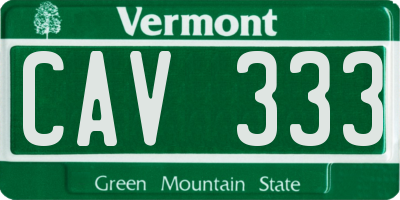 VT license plate CAV333