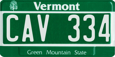 VT license plate CAV334
