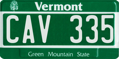 VT license plate CAV335