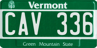 VT license plate CAV336