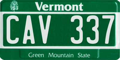 VT license plate CAV337
