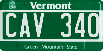 VT license plate CAV340