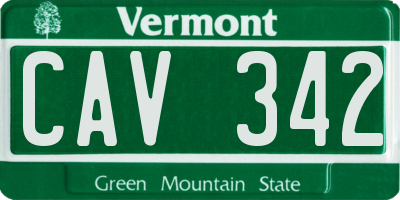 VT license plate CAV342