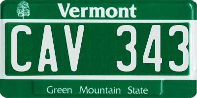 VT license plate CAV343