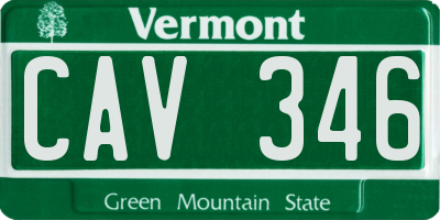 VT license plate CAV346