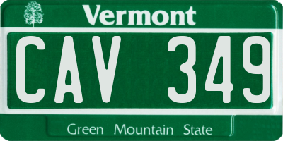 VT license plate CAV349