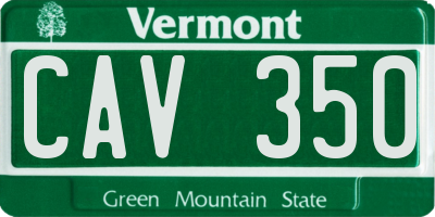 VT license plate CAV350