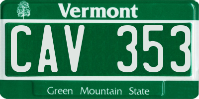 VT license plate CAV353