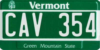 VT license plate CAV354