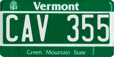 VT license plate CAV355