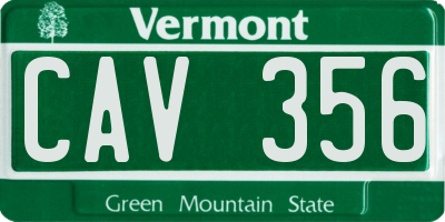 VT license plate CAV356