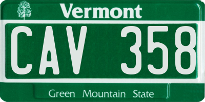 VT license plate CAV358
