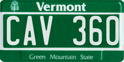 VT license plate CAV360