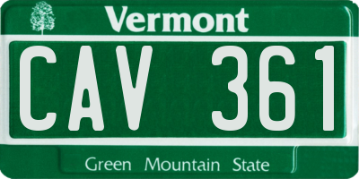 VT license plate CAV361