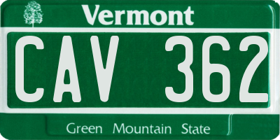 VT license plate CAV362