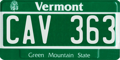 VT license plate CAV363