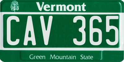 VT license plate CAV365
