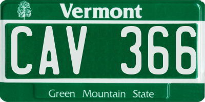 VT license plate CAV366