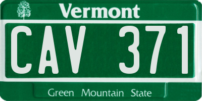 VT license plate CAV371